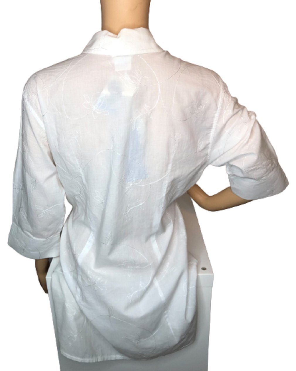fischer collection Umstandsbluse N-22848 weiß mit Stickerei 40
