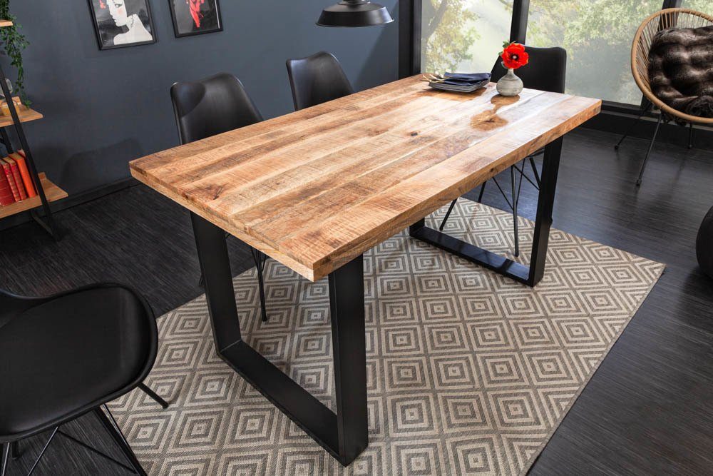 riess-ambiente Esstisch IRON CRAFT 120cm natur / schwarz (Einzelartikel, 1-St), Massivholz · Mangoholz · Eisen · Kufen-Gestell · Industrial Design