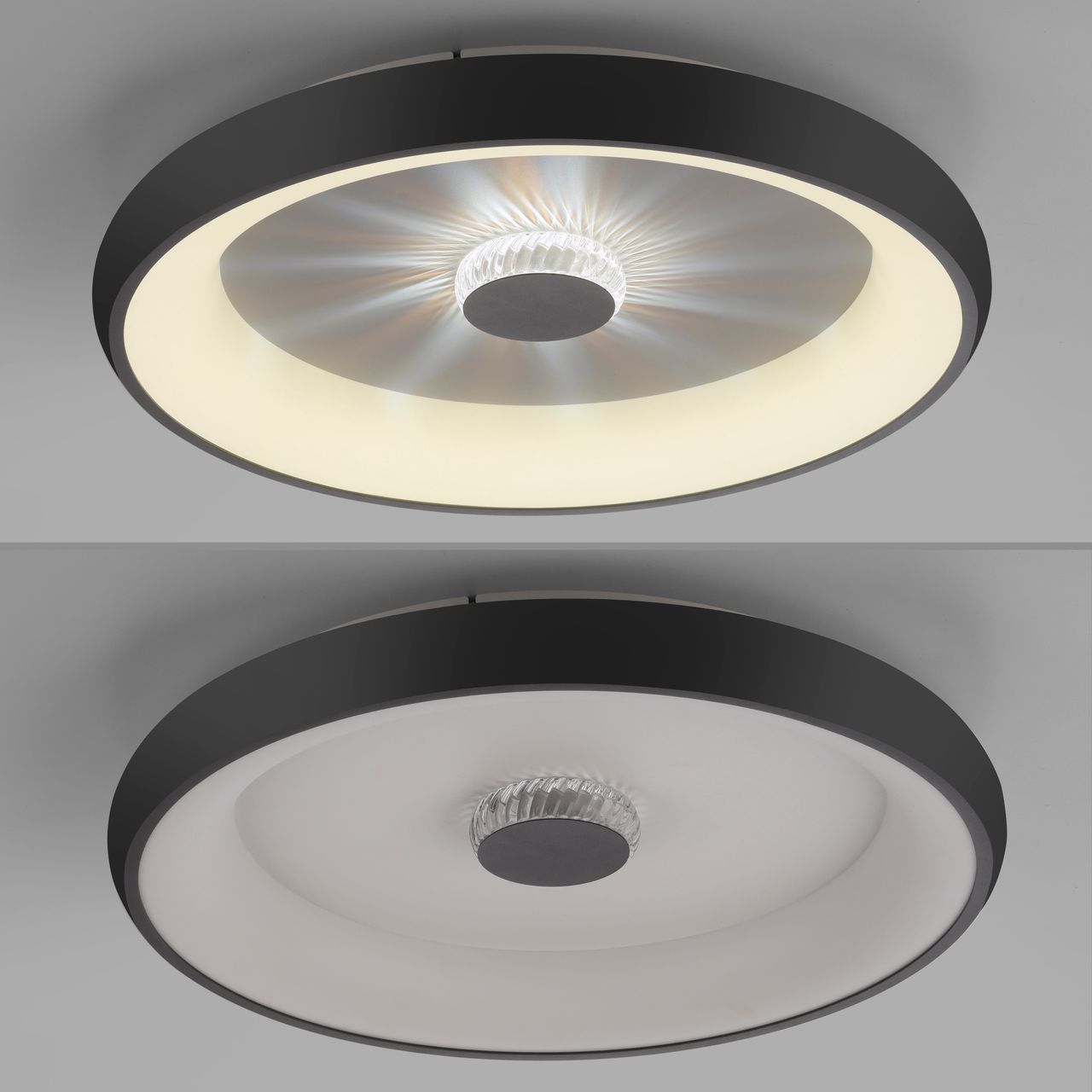 JUST LIGHT LED Deckenleuchte VERTIGO, CCT, dimmbar, Fernbedienung, Ø61,5 cm, Kristall-Effekt