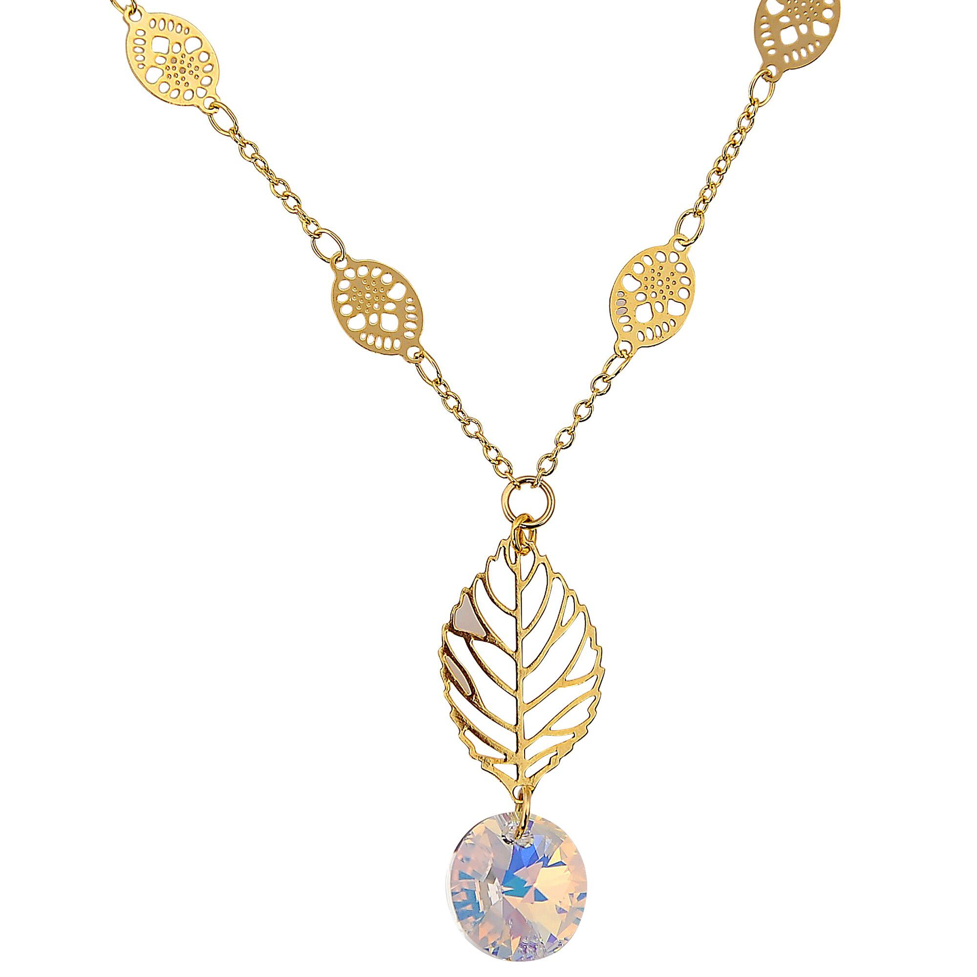 Collier cristaux et doré or fin