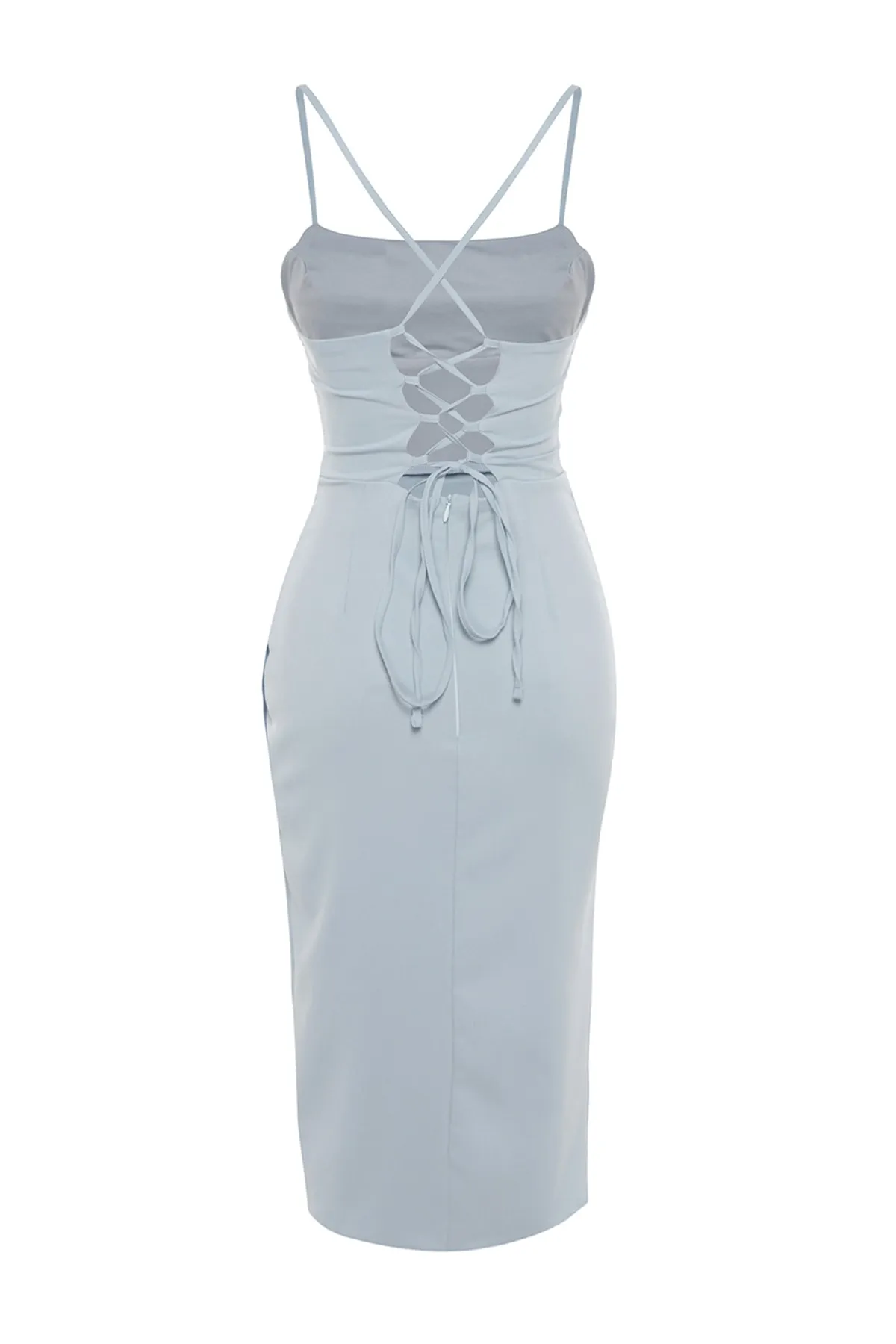 Trendyol Collection  Hellblaues zweireihiges gewebtes Abendkleid TPRSS23EL00093