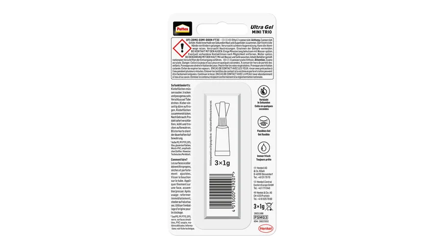 Pattex Ultra Gel Mini Trio Sekundenkleber 3x1g 5 g