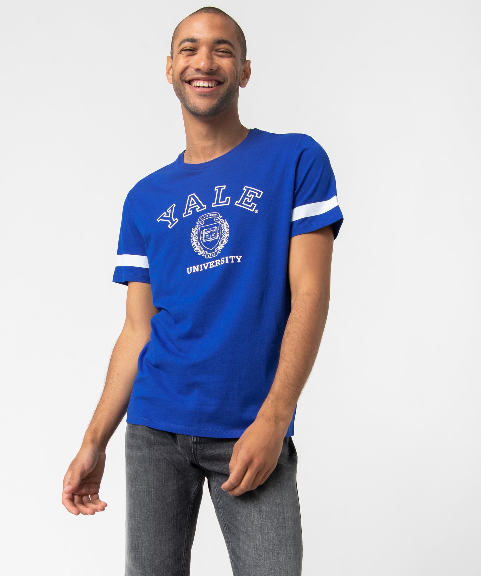 Tee-shirt homme à manches courtes avec inscriptions - Yale gris clair | GEMO