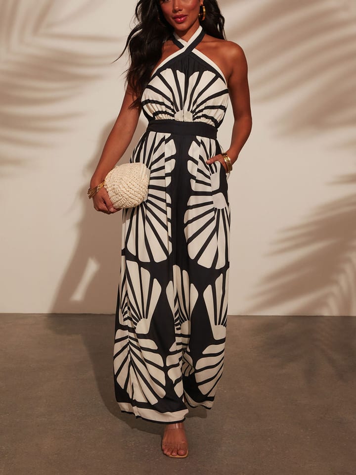 Milan Kiss Jumpsuit in Schwarz/ Creme günstig kaufen