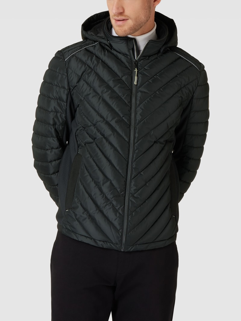 Steppjacke mit Label-Patch in schwarz