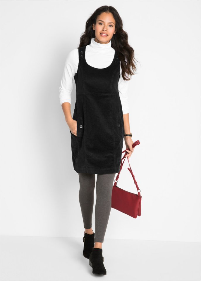 Cord-Stretch-Kleid mit Latzträgern