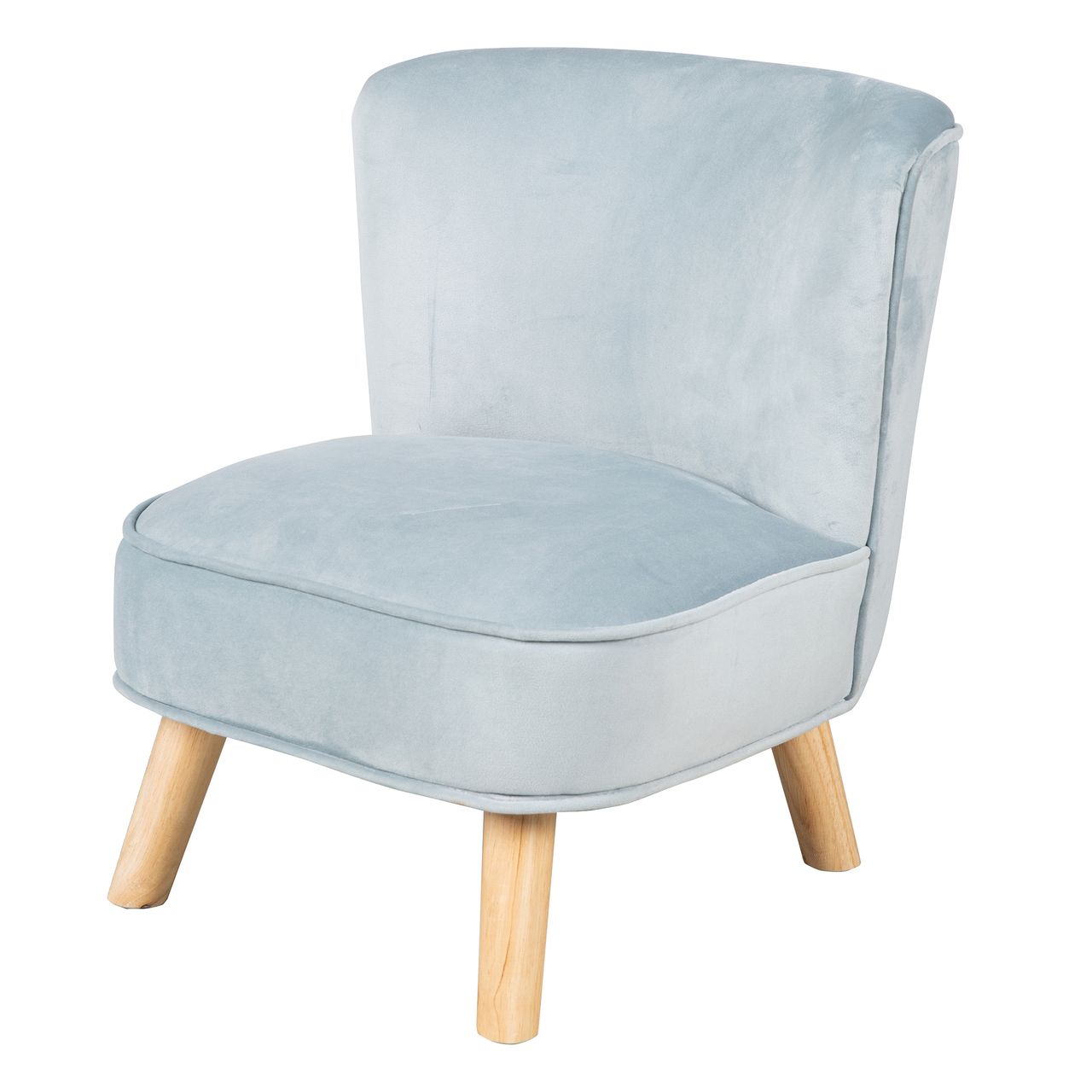 Roba Kindersessel „Lil Sofa“, bequemer Sessel mit stabilen Holzfüßen und Samtstoff in Sky/Hellblau