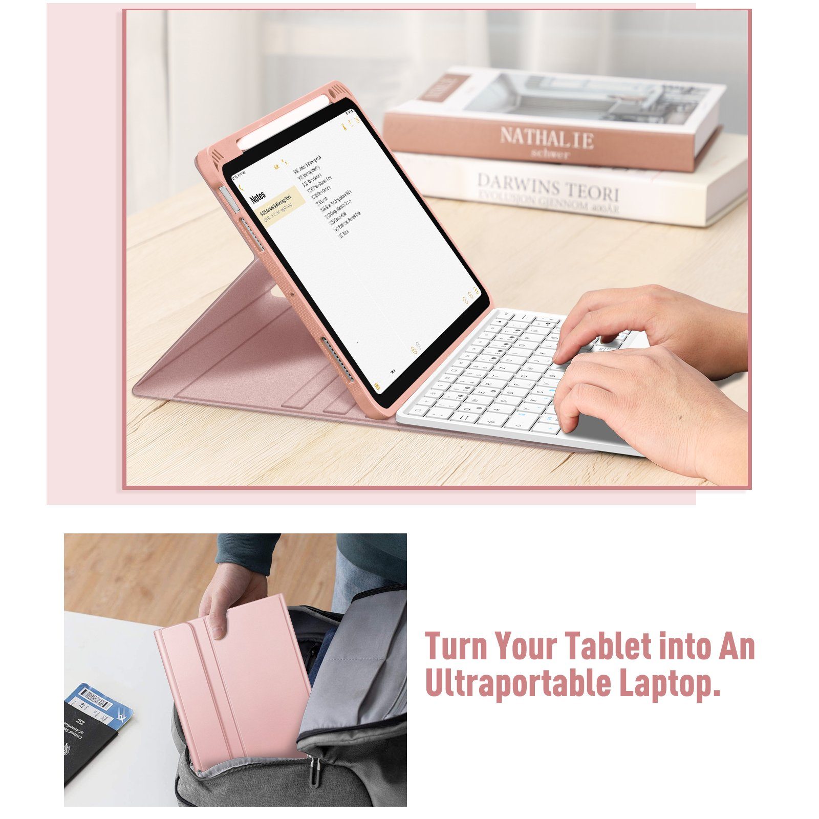 Fintie Tablet-Hülle Tastatur Hülle für iPad Air 5. Generation 2022 / iPad Air 4. Generation 2020, iPad Air 10.9 Hülle mit Tastatur, Deutscher Tastatur mit Touchpad Magnetisch Abnehmbarer Keyboard