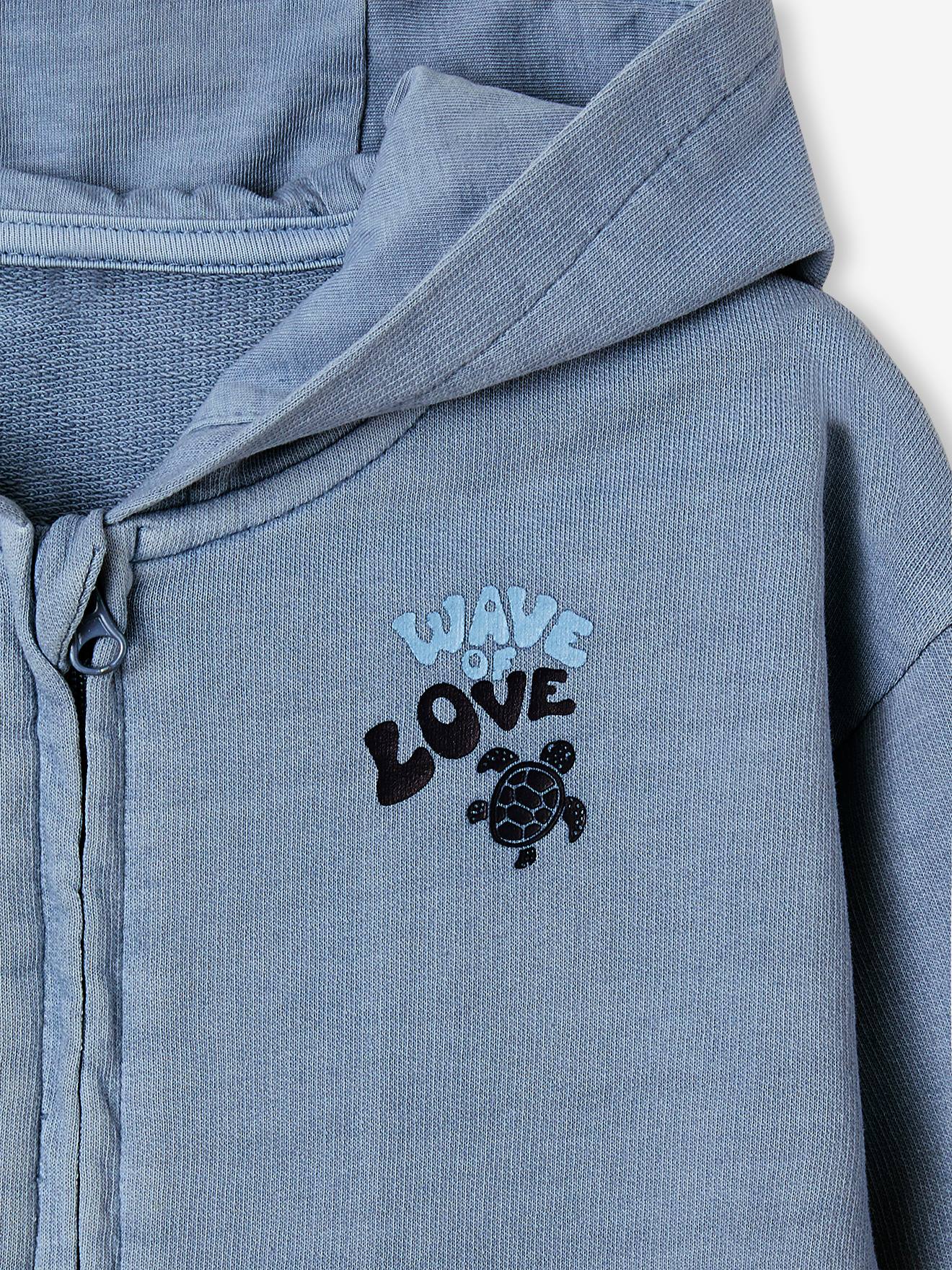 Sweat à capuche zippé bébé en molleton léger bleu ciel