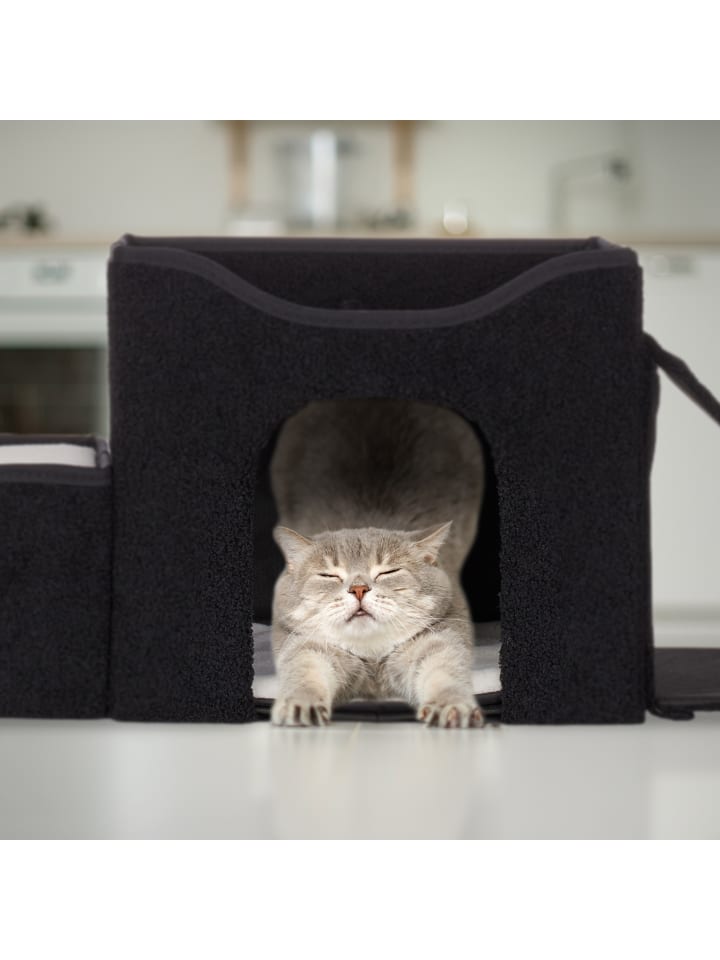 relaxdays Katzenhöhle in Schwarz - (B)112 x (H)36,5 x (T)41 cm günstig kaufen onesize