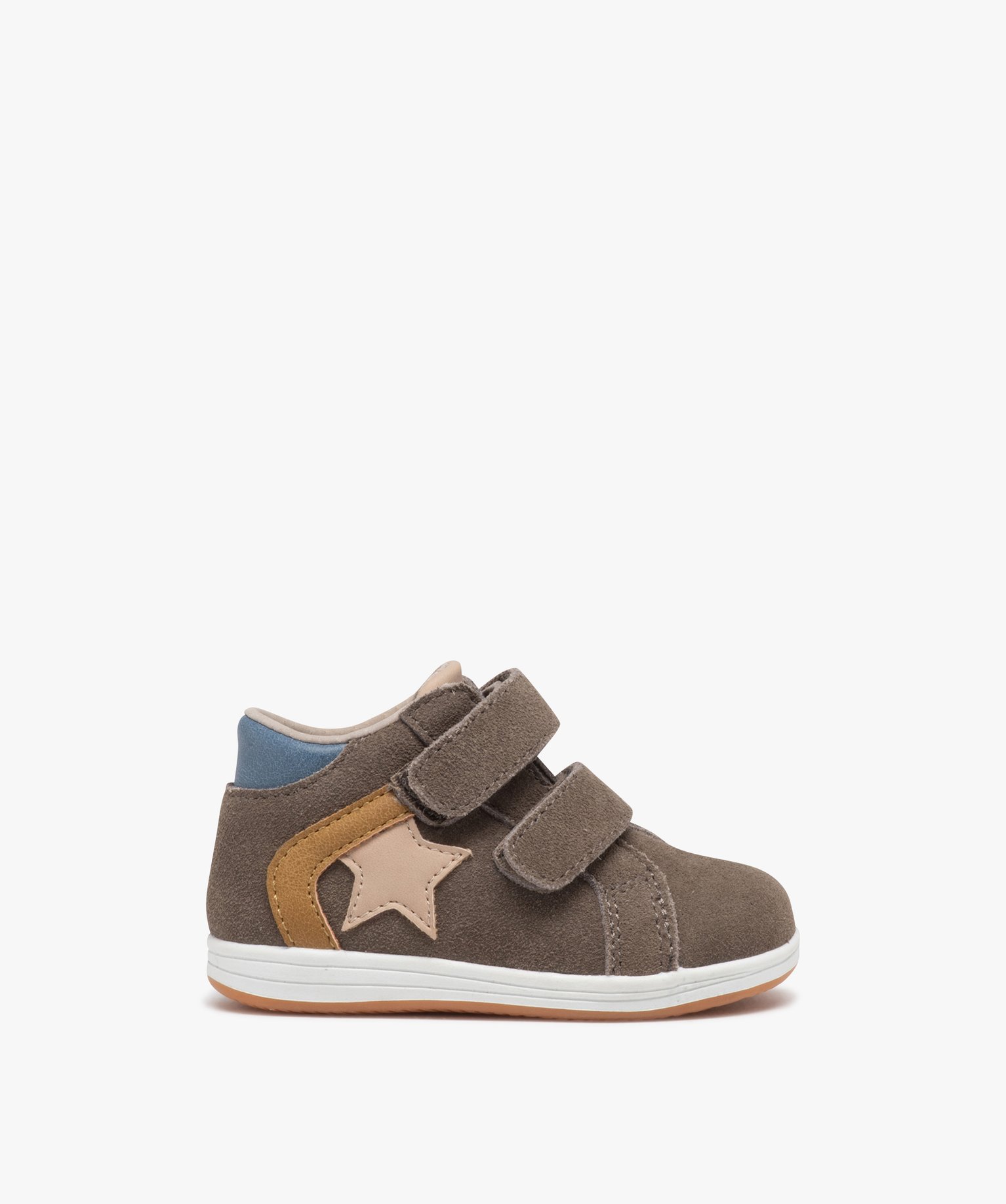 Chaussures premiers pas bébé Garçon en cuir double scratc... taupe | GEMO