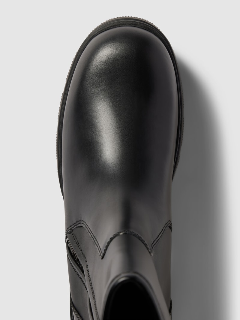 Boots aus Leder-Mix mit Label-Prägung in black