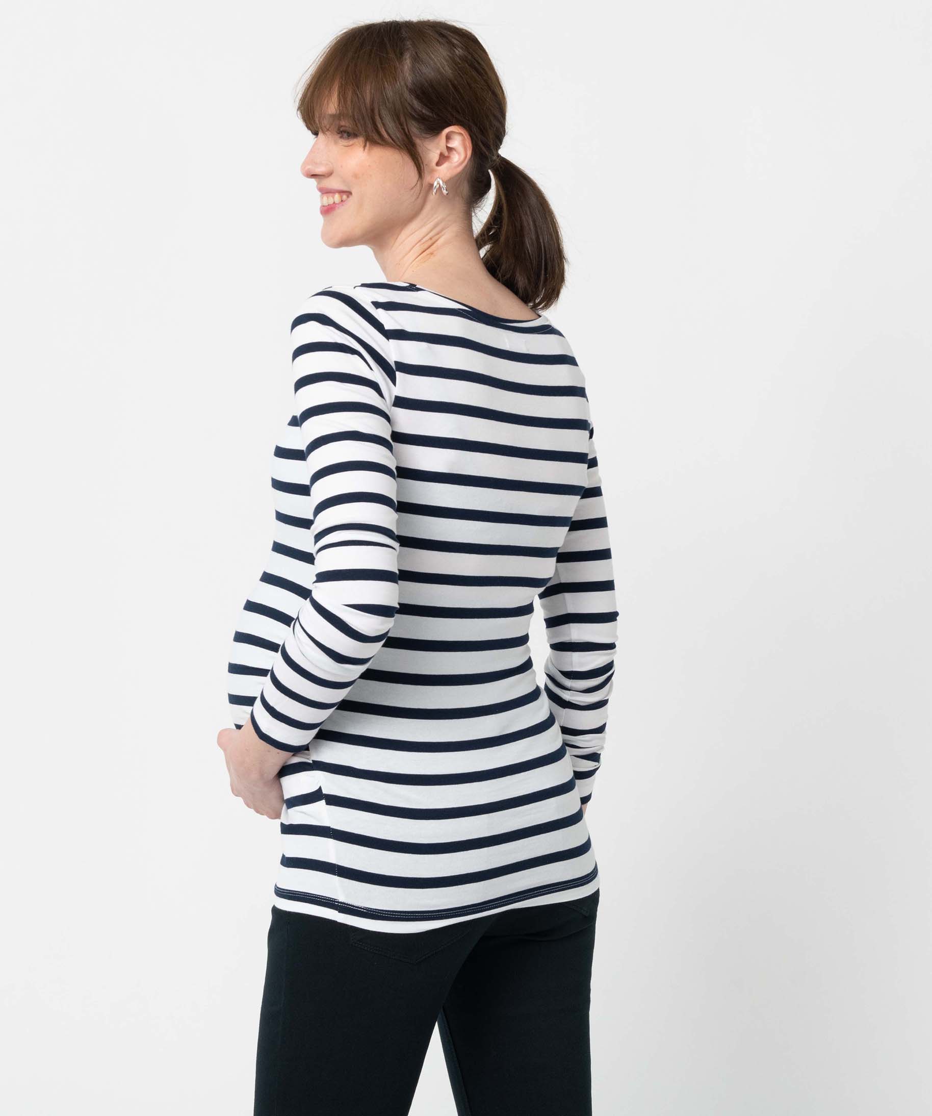 Tee-shirt de grossesse rayé à manches longues raye | GEMO
