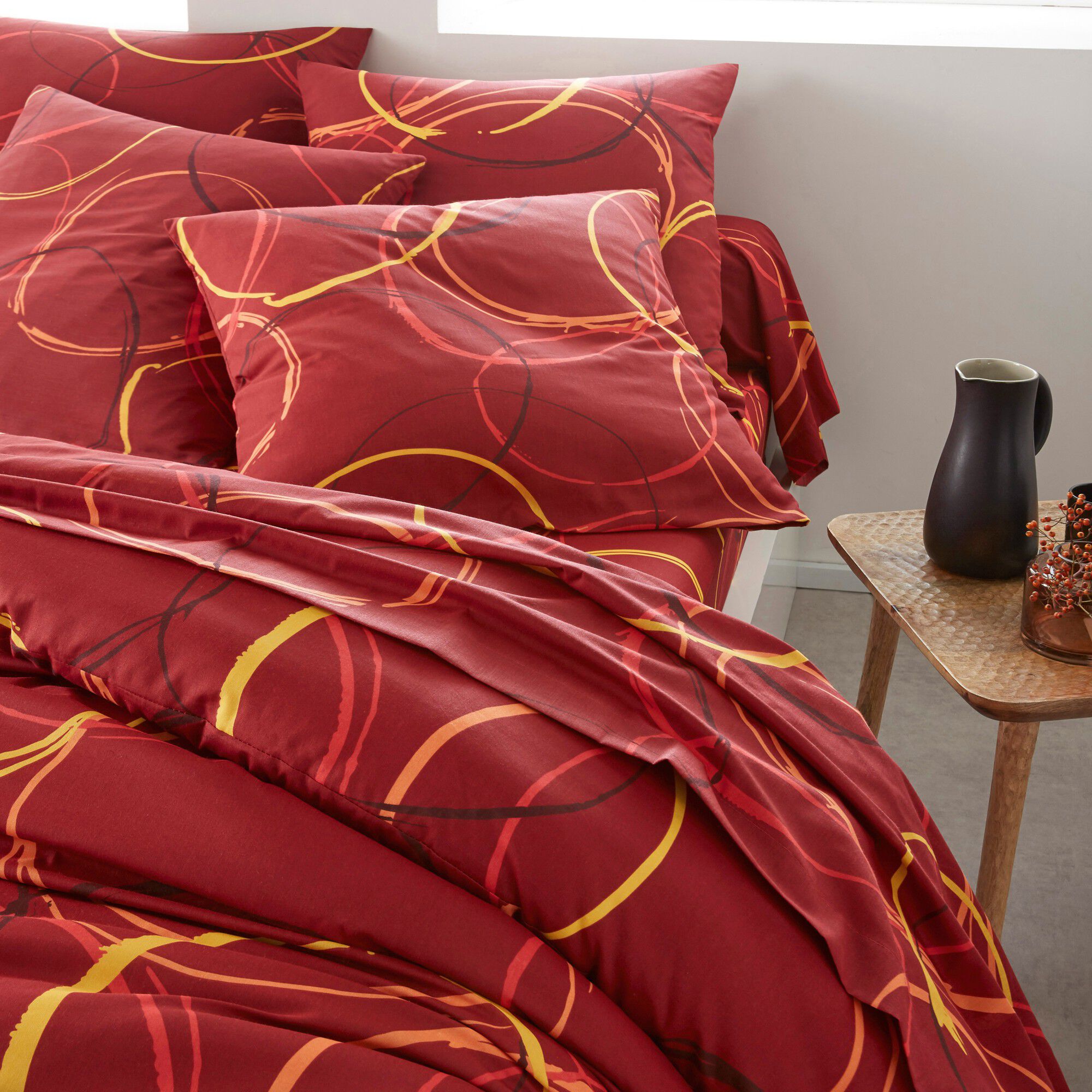 Linge de lit Noémie polycoton imprimé cercles