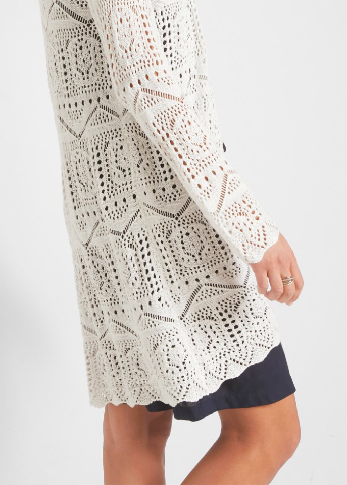 Ajour-Longstrickjacke