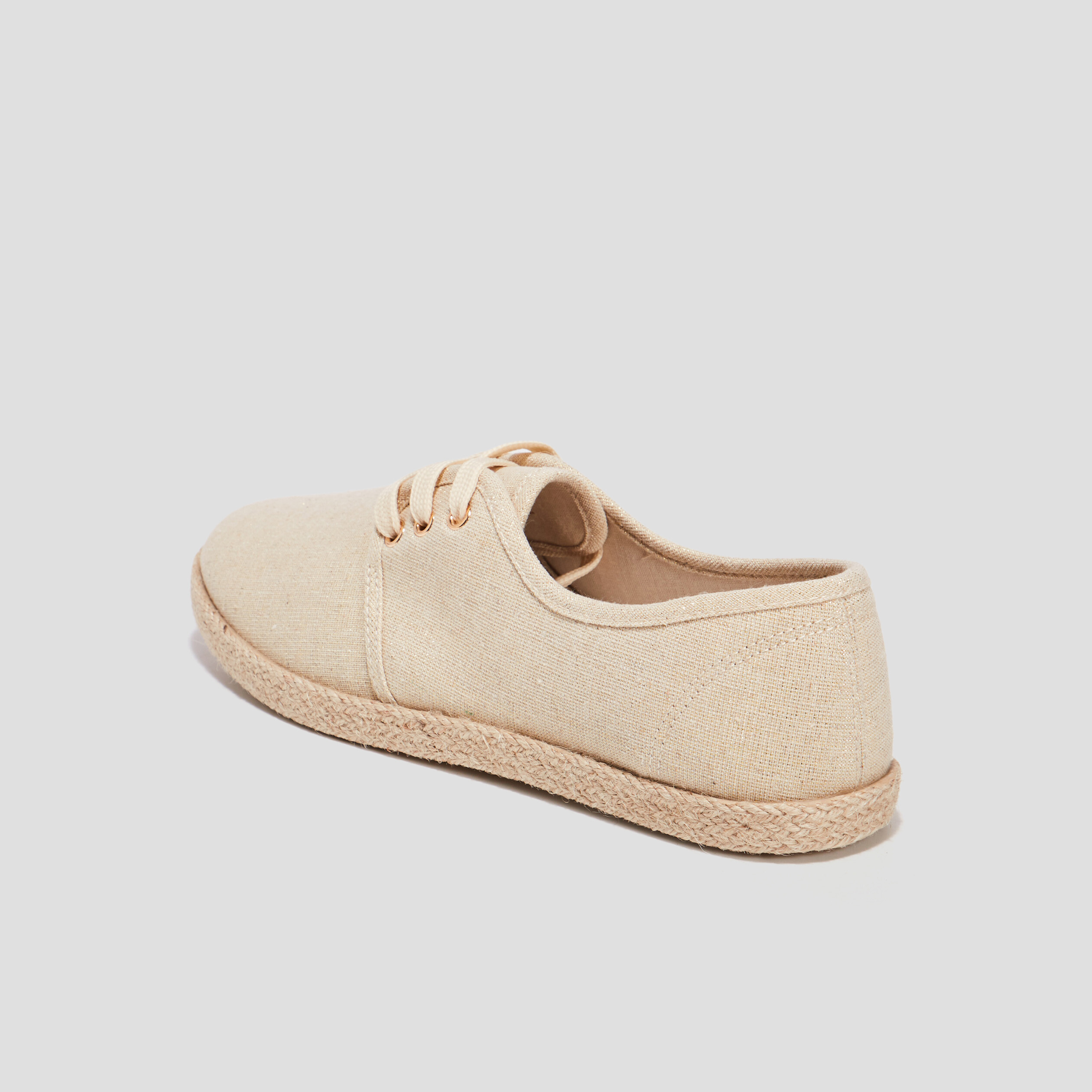 Derbies en toile à lacets jaune or femme | La Halle
