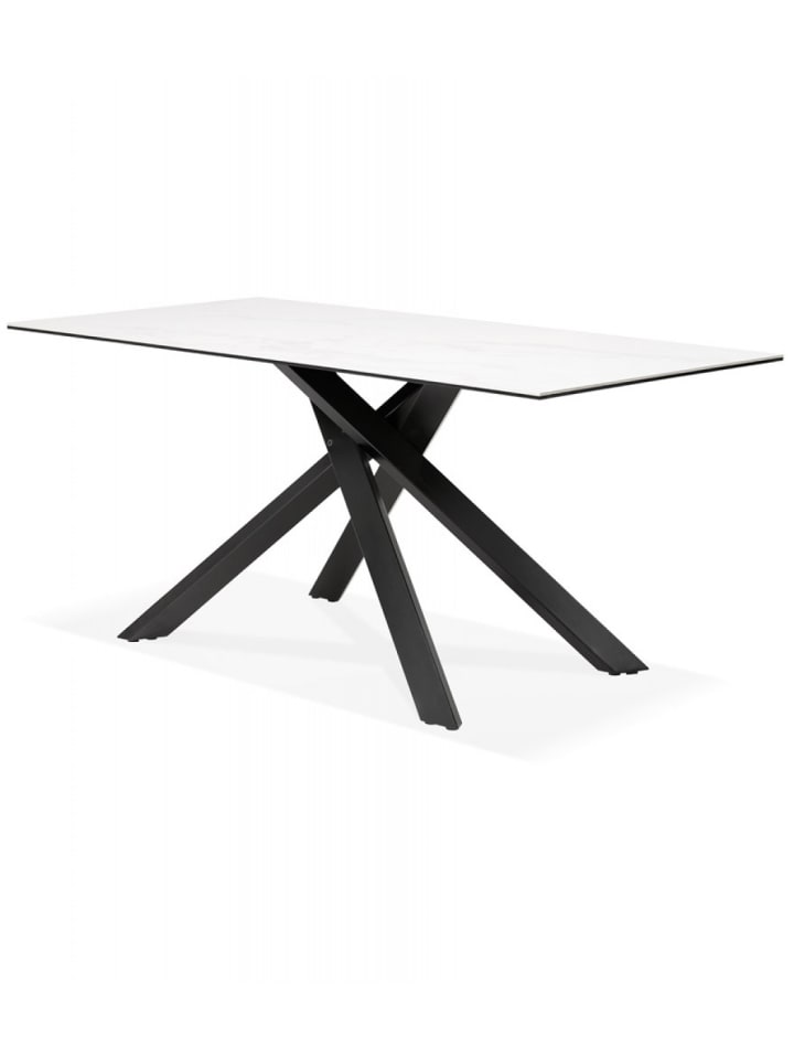 KADIMA DESIGN Esstisch mit Glasplatte und Metallgestell | Marmoroptik in Weiß-Schwarz günstig kaufen onesize