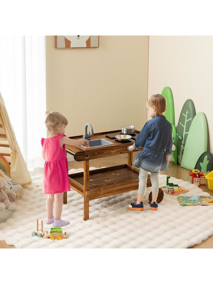 COSTWAY Matschküche Kinder Outdoor in Braun günstig kaufen onesize