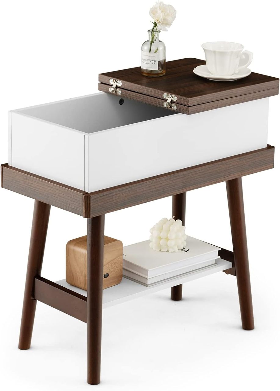 Costway Beistelltisch mit klappbarer Tischplatte