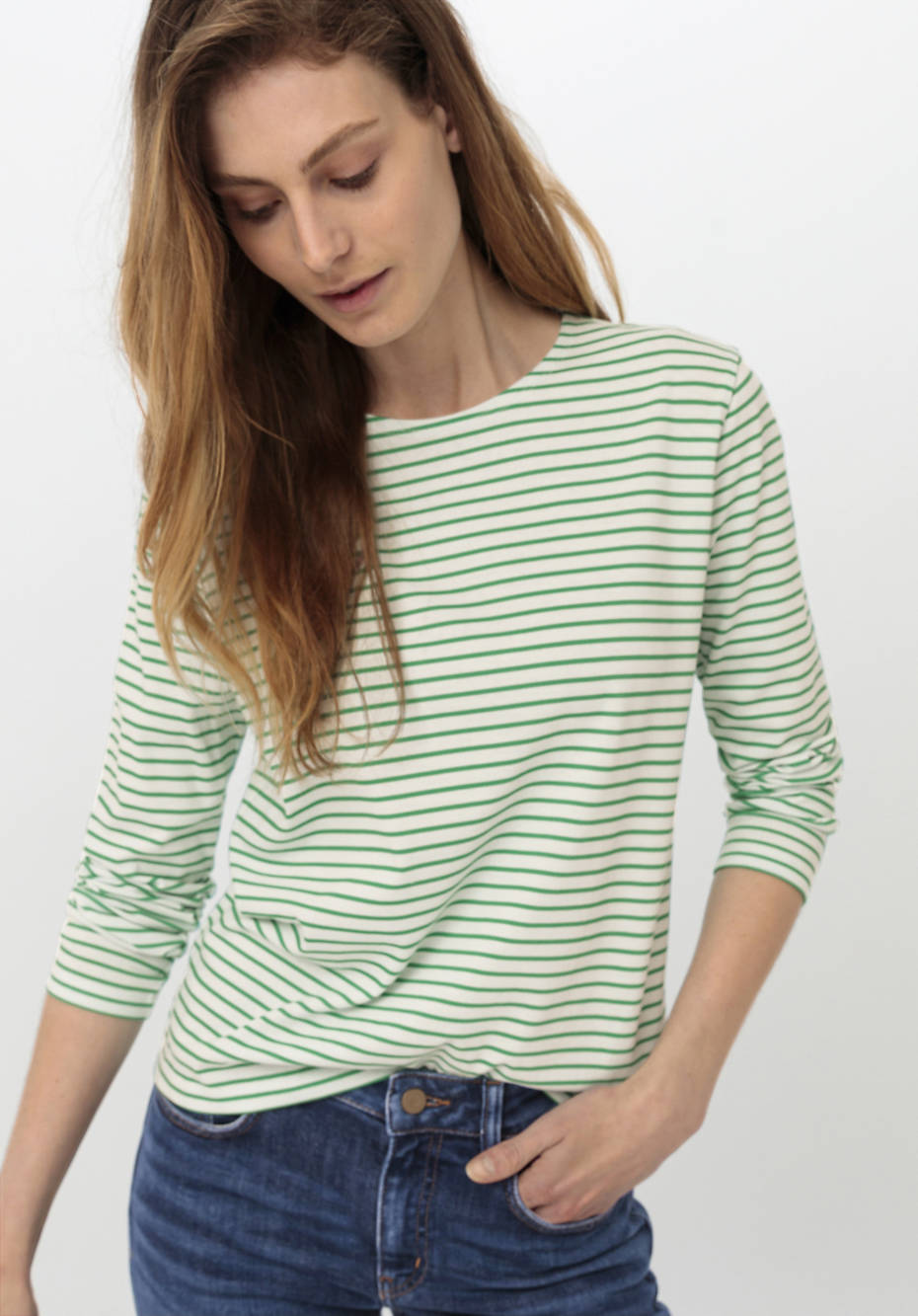 Langarm-Ringelshirt aus reiner Bio-Baumwolle