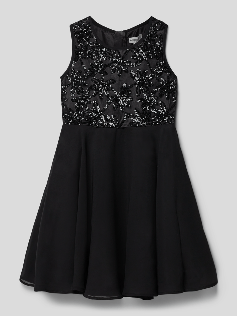 Kleid mit Paillettenbesatz in schwarz