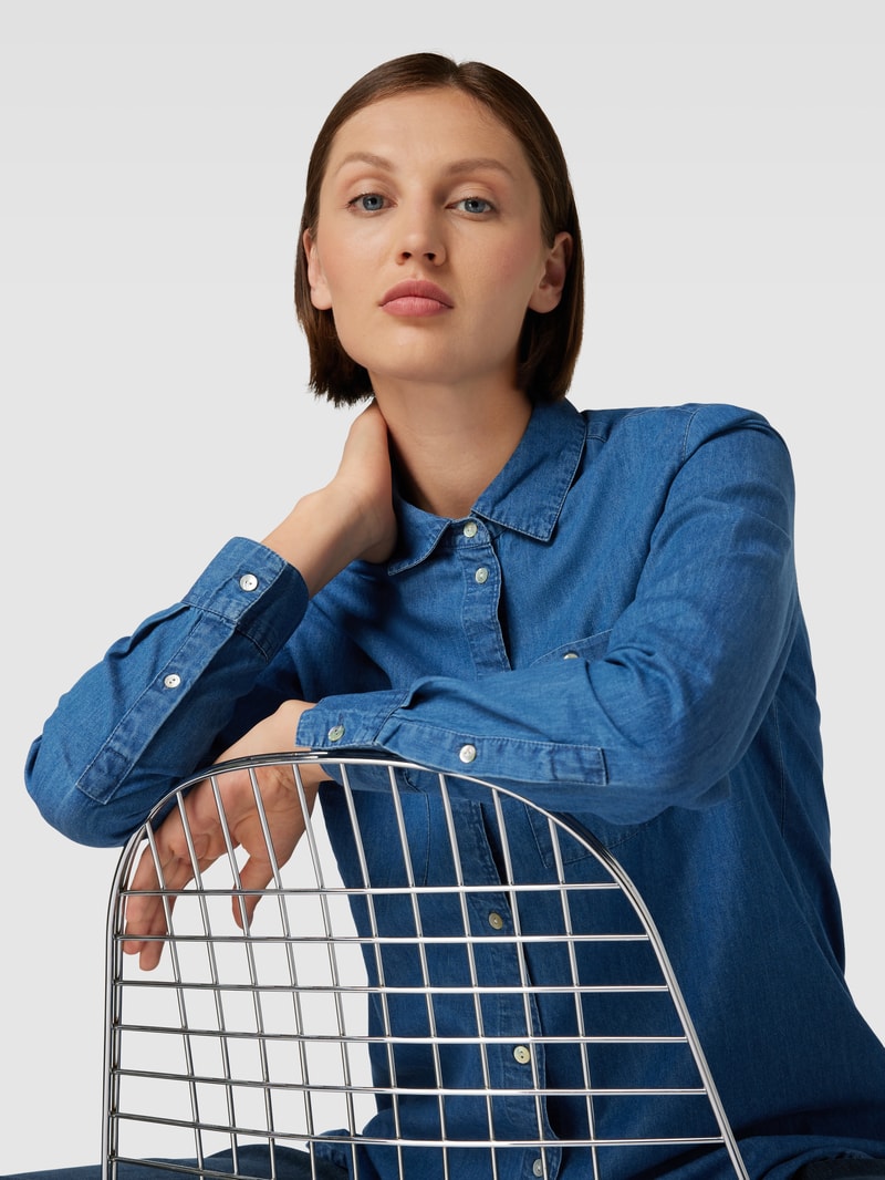 Jeansbluse mit Umlegekragen Modell 'Tencel' in blau