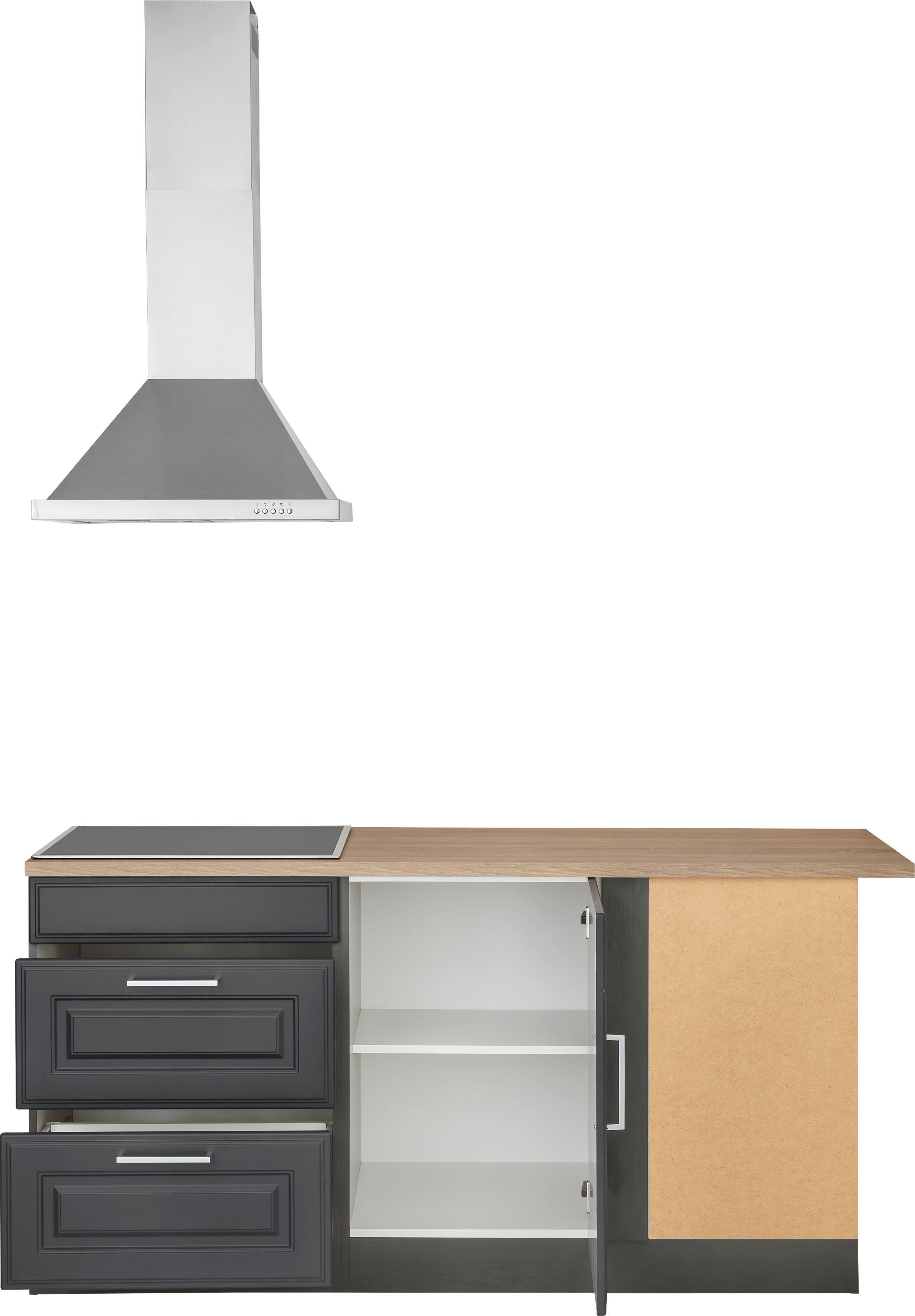 HELD MÖBEL Winkelküche Stockholm, Stellbreite 260/170 cm, mit E-Geräten, MDF Frontenl