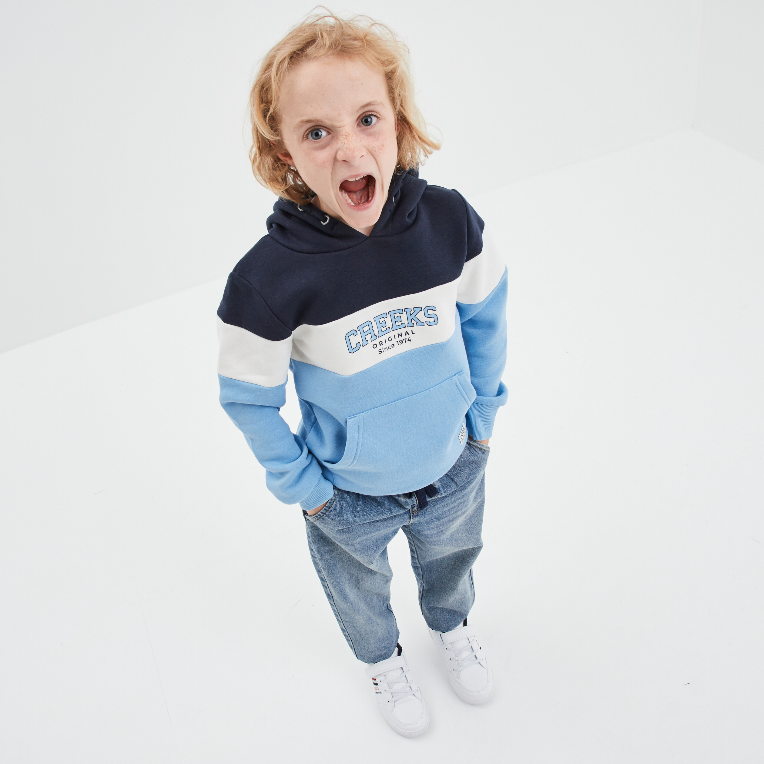 Sweat à capuche hoodie Creeks bleu garçon | La Halle