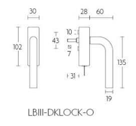 Formani 1503D105IGXX0 BASICS LB3-19DKLOCK-O låsbart vippe-drejebeslag PVD rødgodsmetal