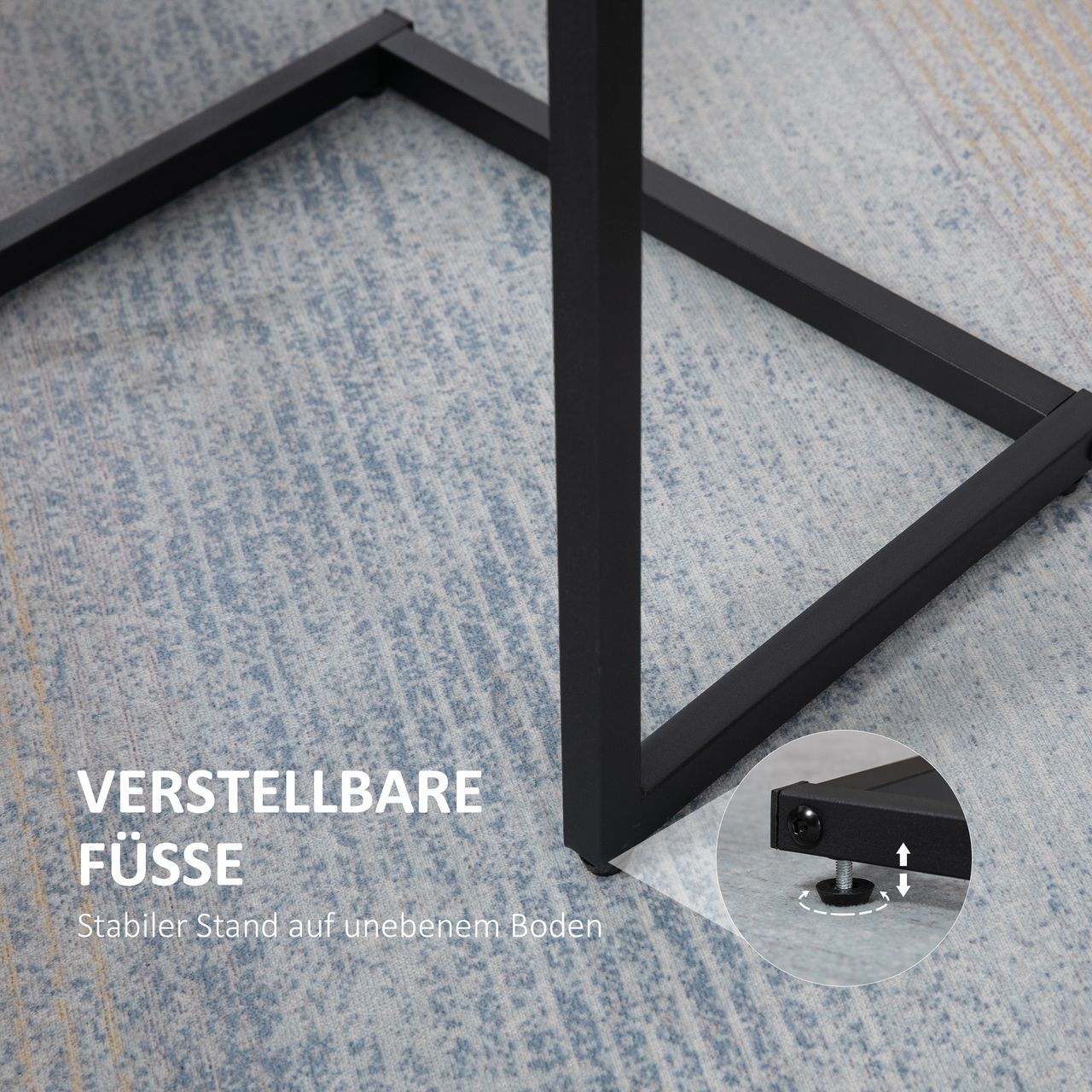 HOMCOM 3er-Set Beistelltische platzsparende Satztische mit Stahlgestell Braun