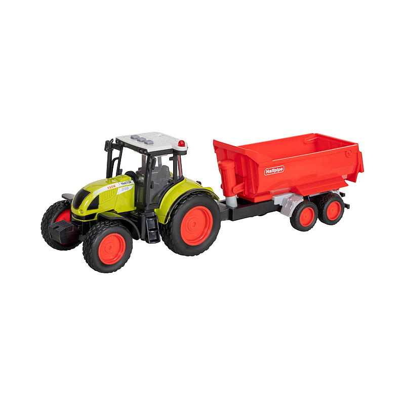 FunToys Traktor str 1:16 m/henger, lys og lyd