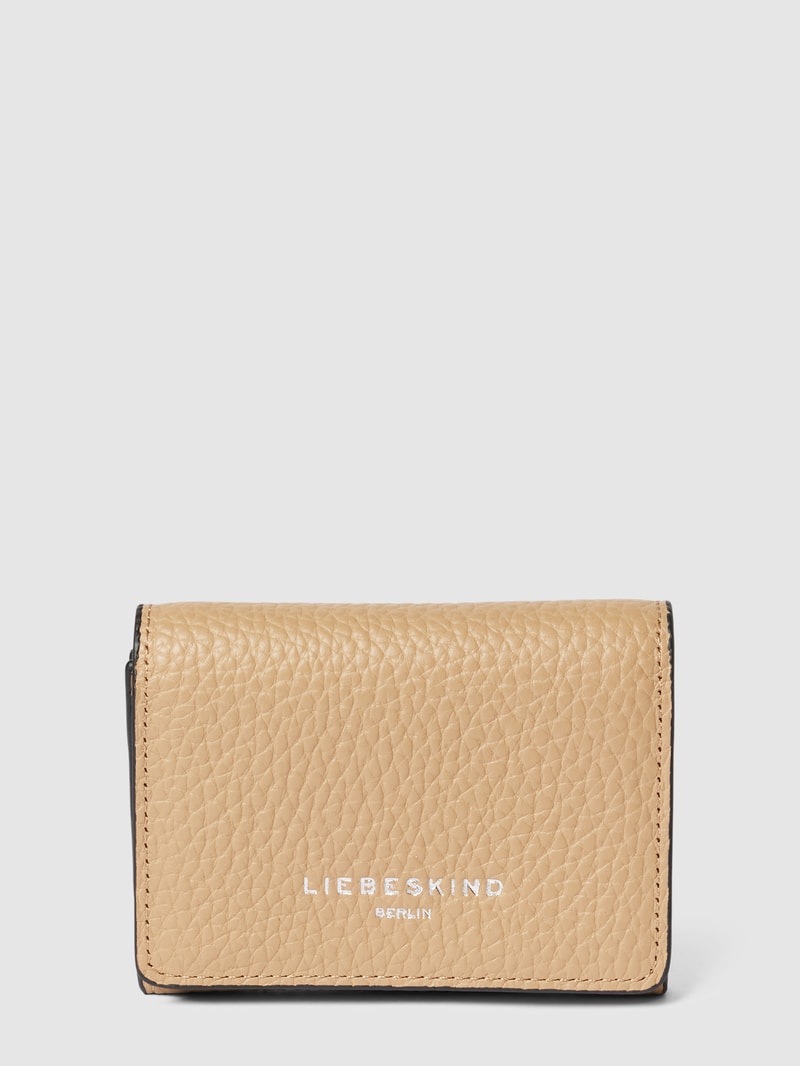 Portemonnaie mit Label-Detail Modell 'AISSA' in taupe