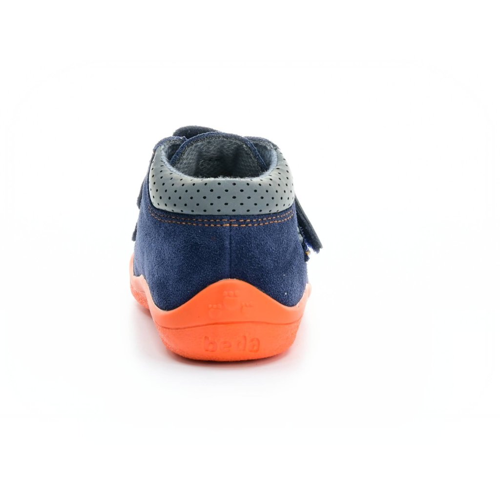 Beda Mandarine mit Membran und Hinterkappe (BF 0001/W/M/2/OP) dunkel blaue Barfuß-Stiefeletten