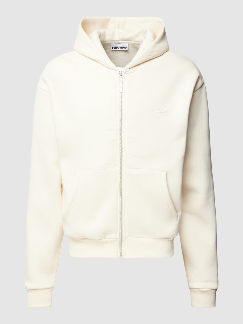 Sweatjacke mit Kapuze in ecru