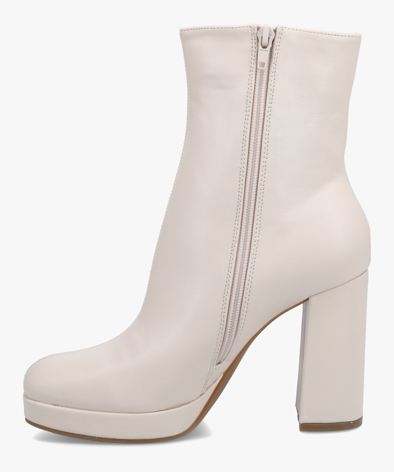 Boots femme unies à talon et bout carré – Claudia Ghizzani beige | GEMO