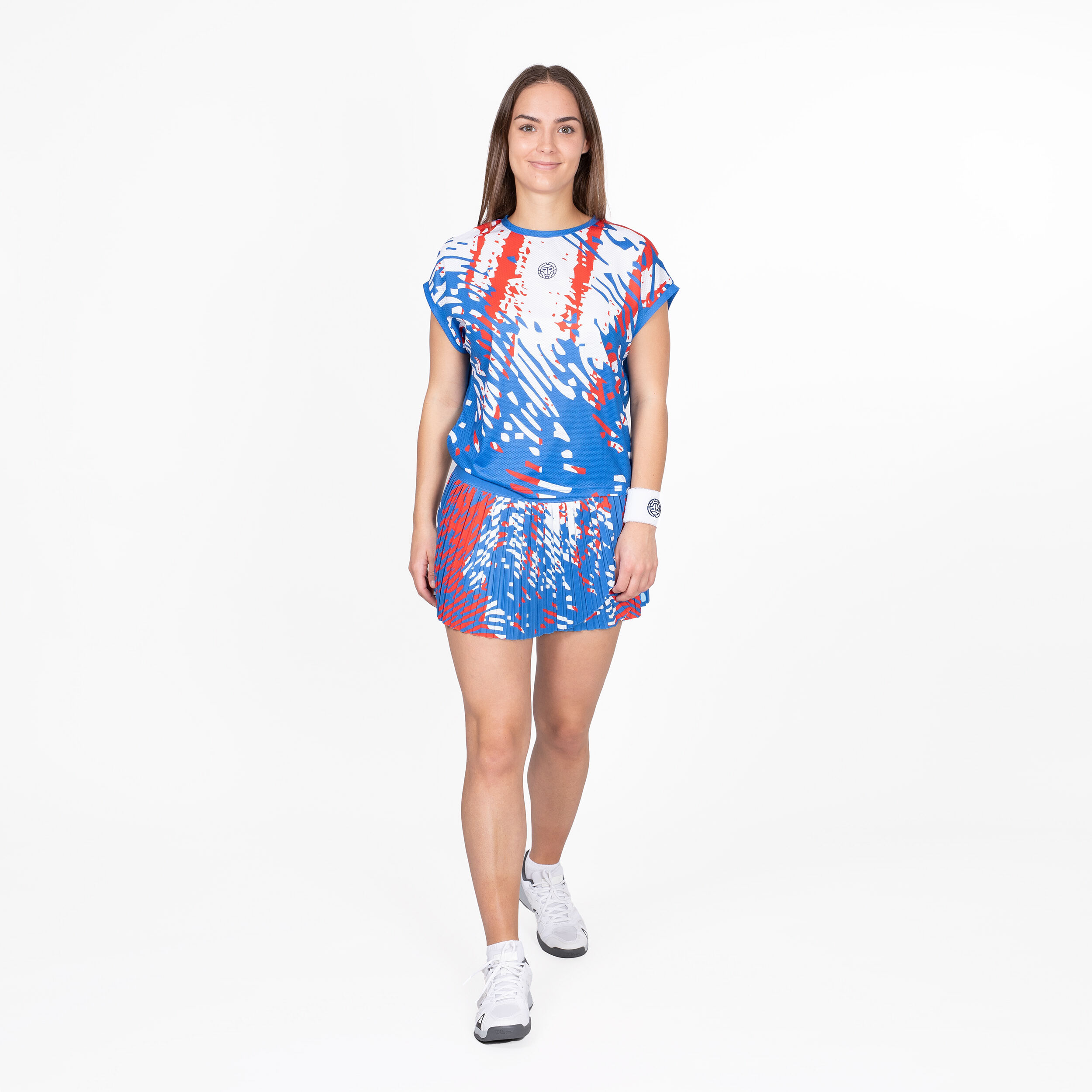 Lowey Tech Plissee Rock Damen - Blau, Weiß