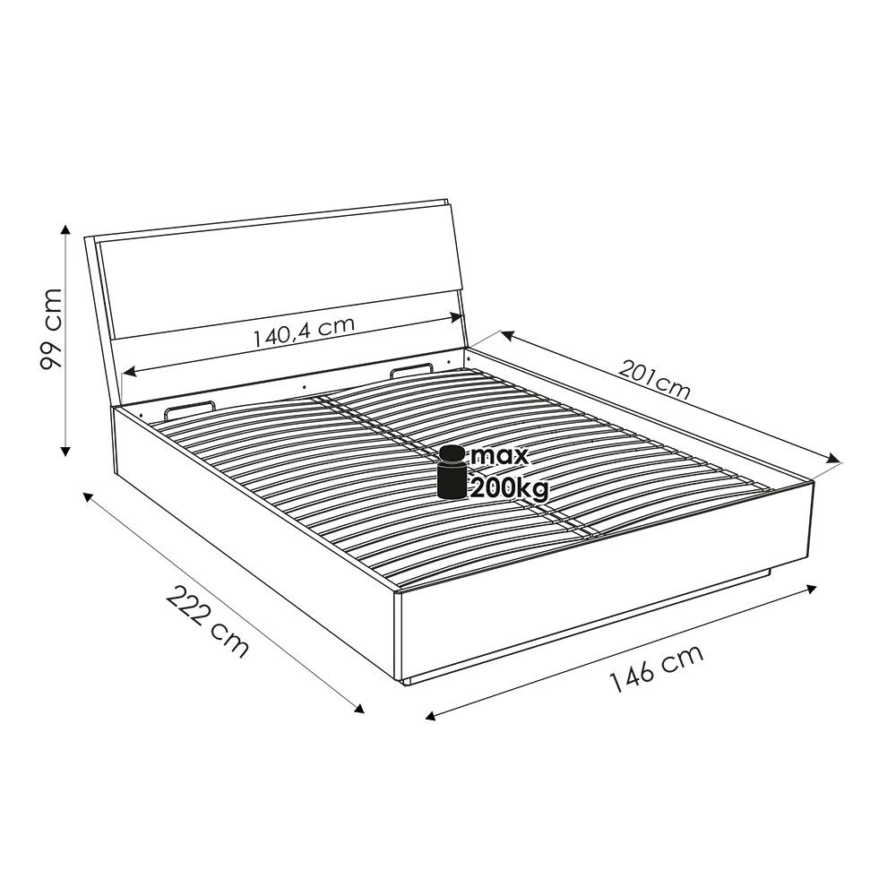 Lomadox Schlafzimmer-Set SANFORD-129, (Spar-Set, 5-St), San Remo Eiche hell Nb., Softclose, Bettkasten, 2 Kleiderstangen