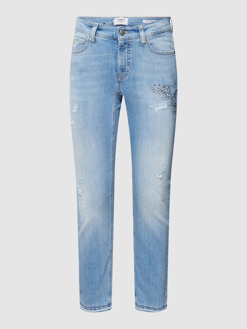 Skinny Fit Jeans im Destroyed-Look Modell 'PARIS' in blau