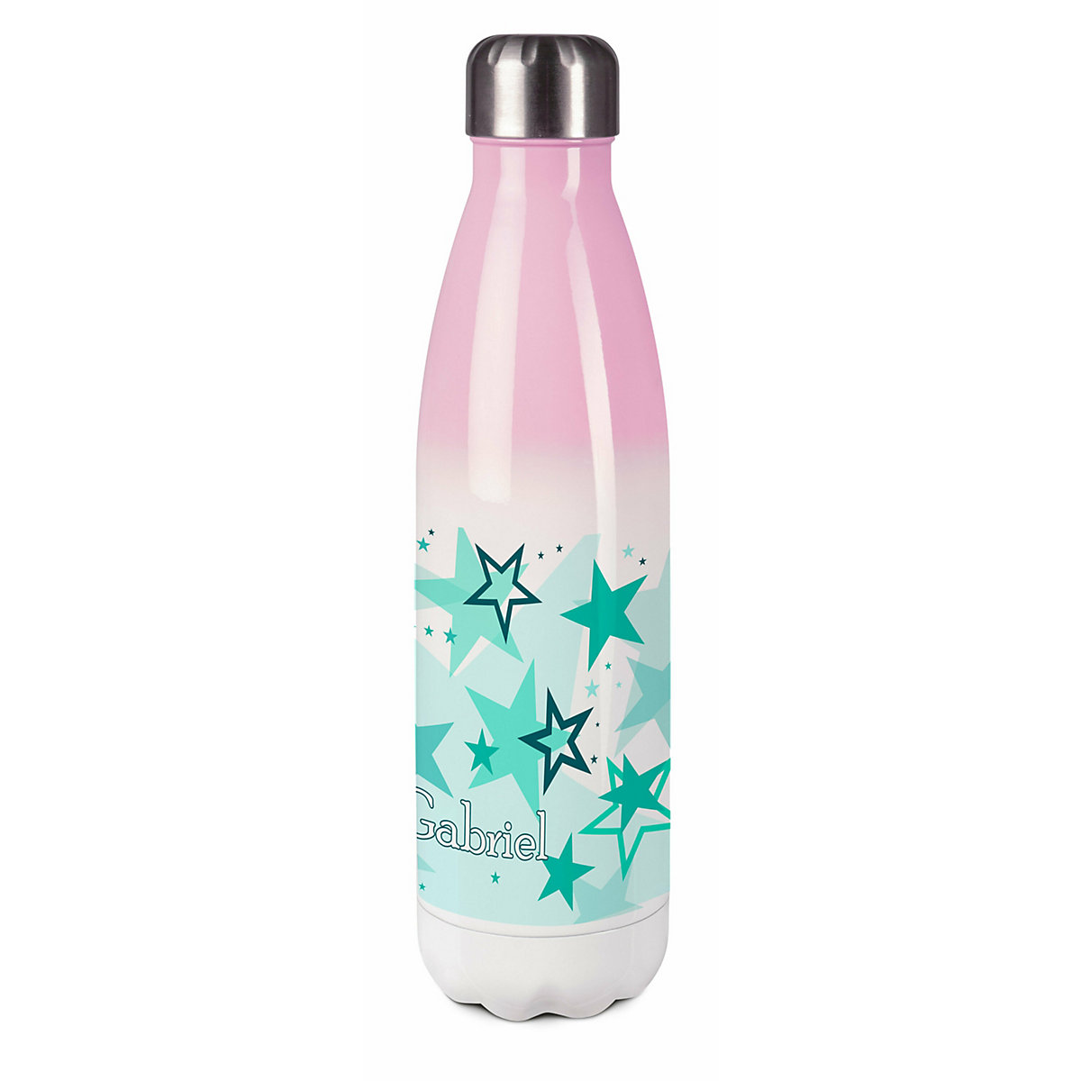Edelstahl Kinder Thermoflasche / Trinkflasche bunt Sternenhimmel Farbe türkis Spülmaschinenfest, Auslaufsicher, Bruchfest, Doppelwandig, Für Heißgetränke geeignet, Mit Deckel, Isoliert