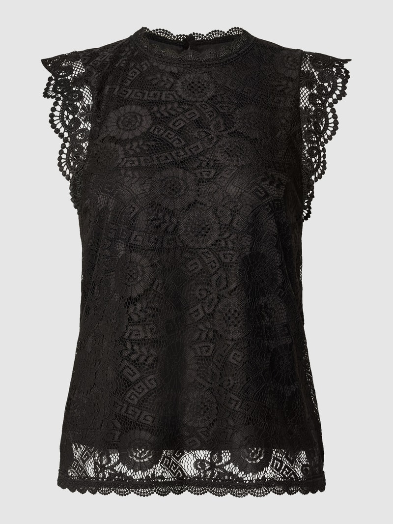 Blusenshirt mit Spitzenbesatz Modell 'COLLINE' in schwarz