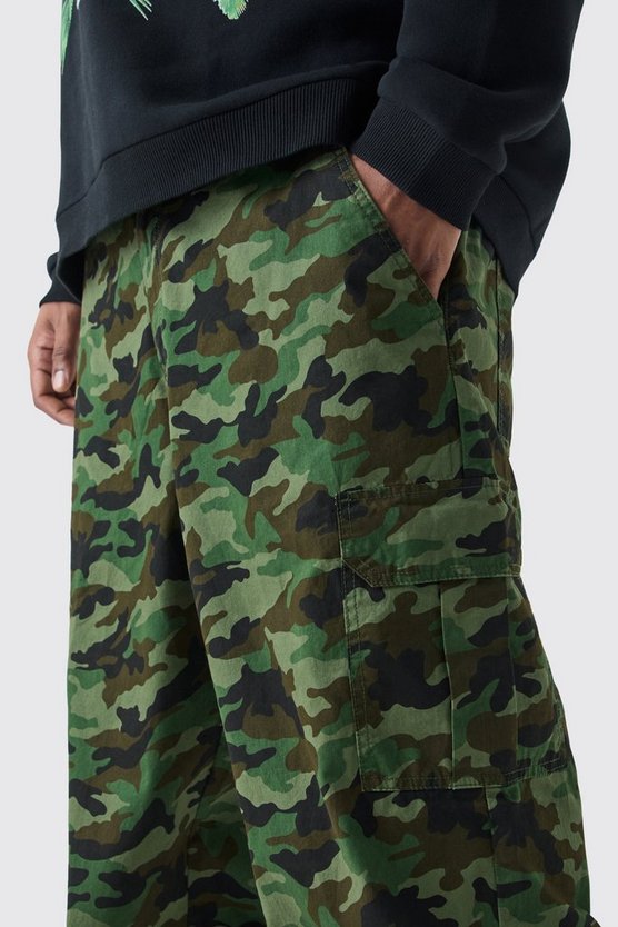 Plus lockere Twill Camouflage Cargo-Hose