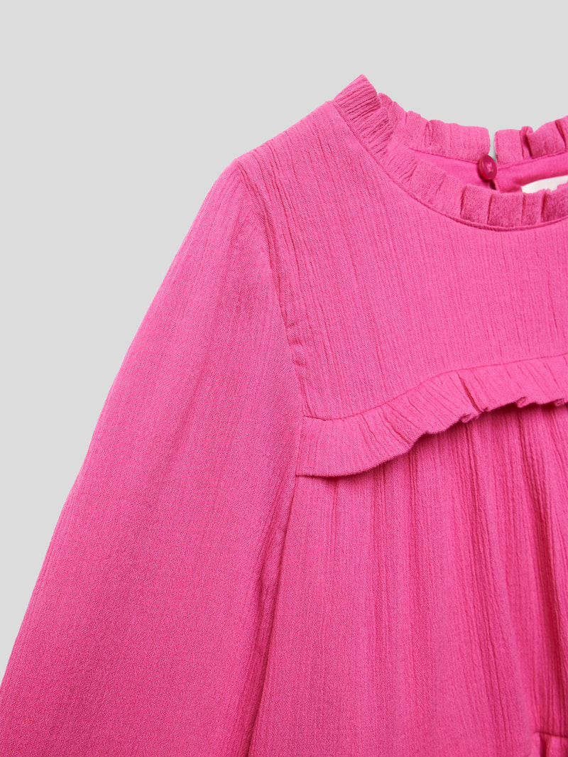 Knielanges Kleid mit Volants Modell 'Back to School' in pink