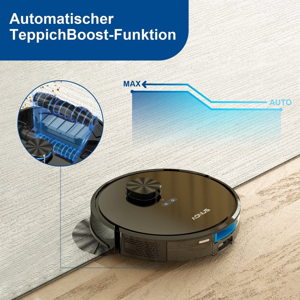 aonus Saugroboter i8 Nass-Trocken-Saugroboter Saug- und Wischroboter 3700Pa, 42,00 W, mit Beutel, App Steuerung und 3,5L-Automatisches Staubsauger-System.Laser