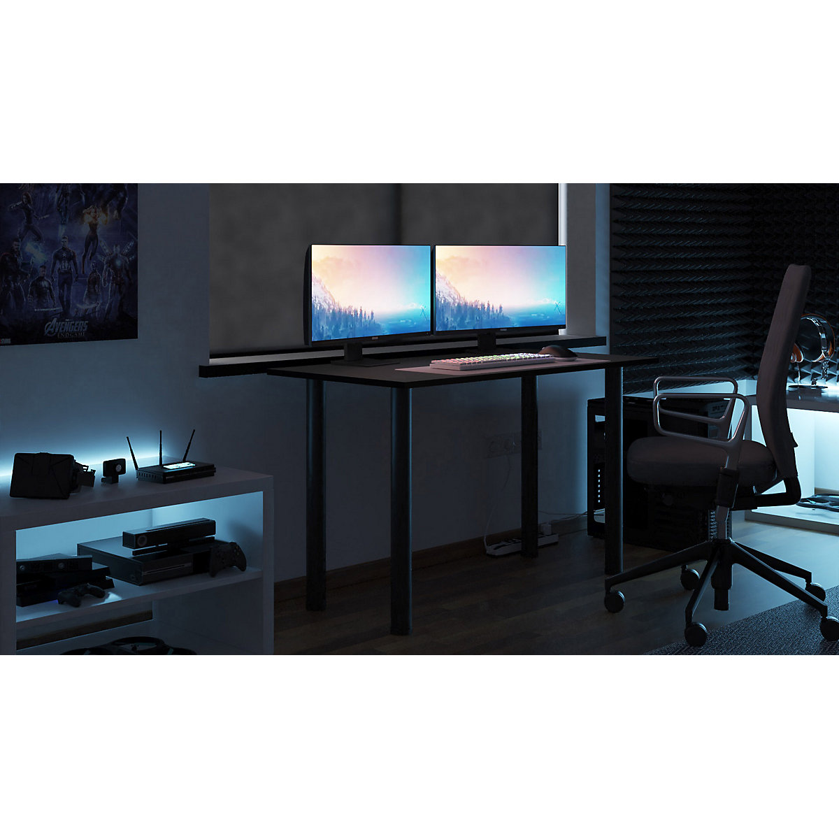 Gaming Schreibtisch mit Kabeldurchführung onesize