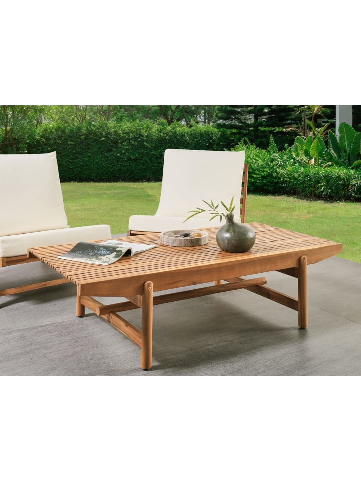 Beliani Gartentisch GIAVENO in Heller Holzfarbton - (W) 145 x (H) 38 x (L) 79 cm günstig kaufen onesize