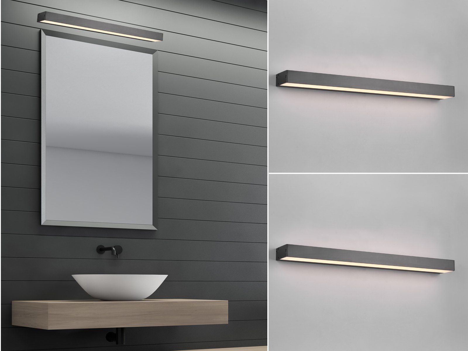 meineWunschleuchte Spiegelleuchte, LED fest integriert, Warmweiß, 2er Set indirekte Beleuchtung Badezimmerlampen Up and Down Wand B 60cm