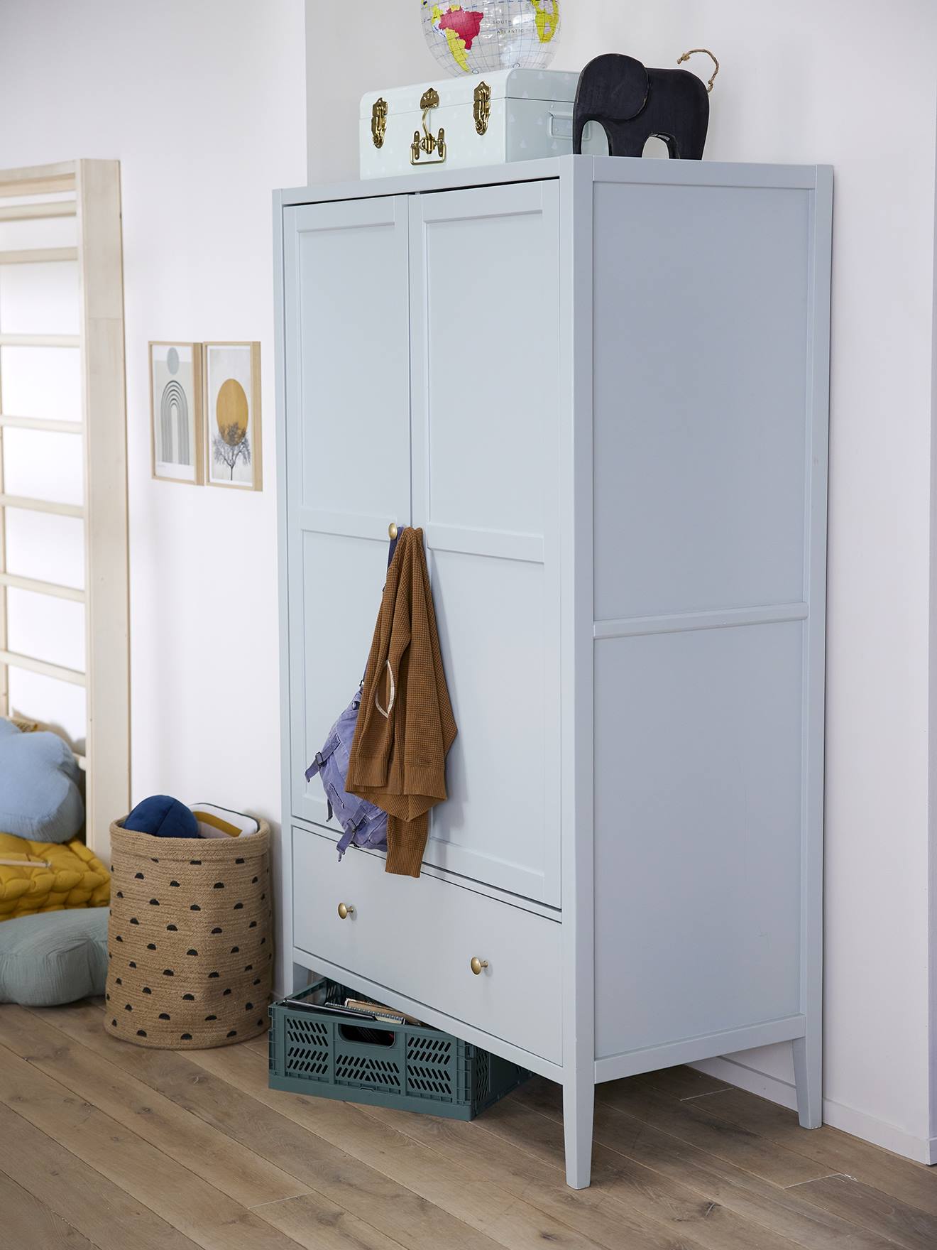 Vertbaudet Kinderzimmer Schrank PARISIENNE mit 2 Türen - aqua