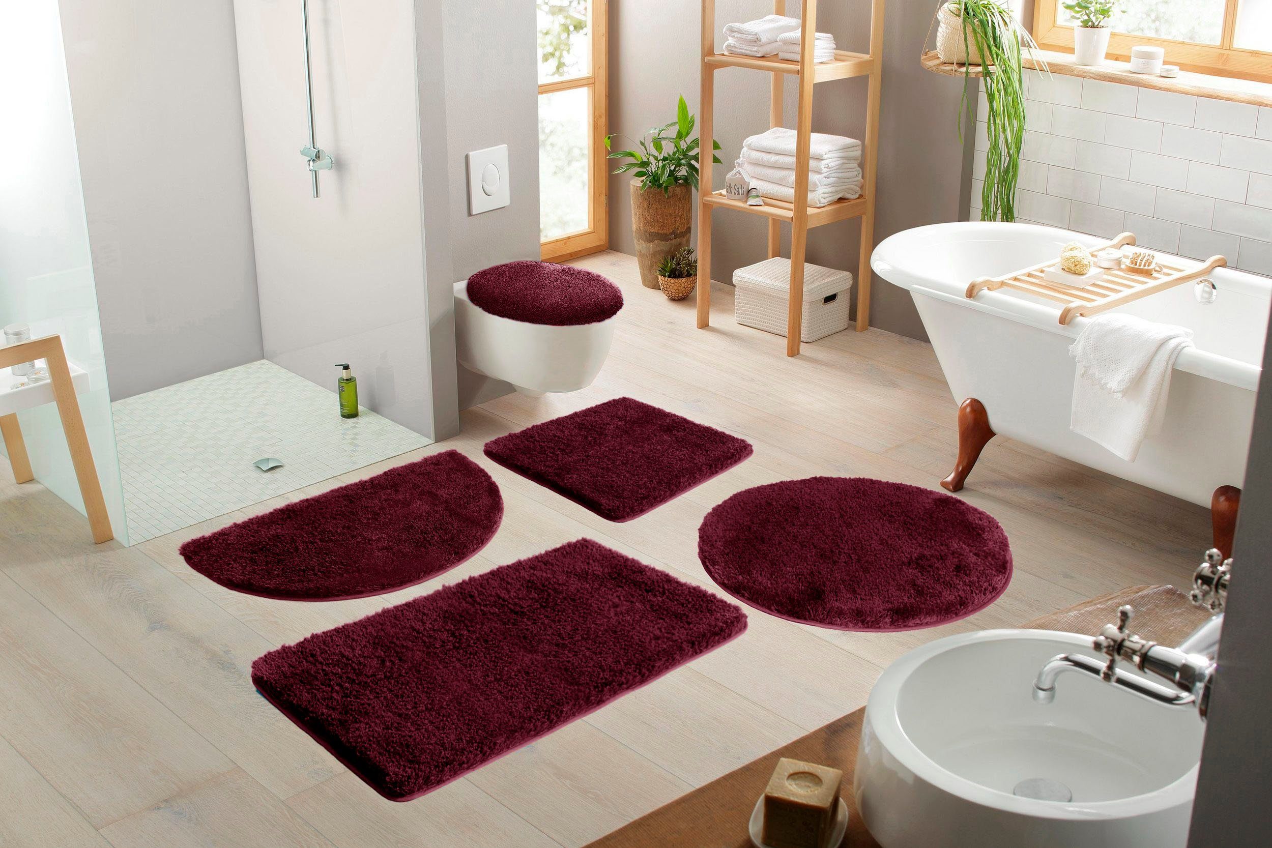 Badematte Essentail/Superwuschel Möve, Höhe 40 mm, rutschhemmend beschichtet, schnell trocknend, strapazierfähig, Polyester, rechteckig, Microfaser-Badematte, Badteppich, rechteckig, rund & als 3-tlg. Set