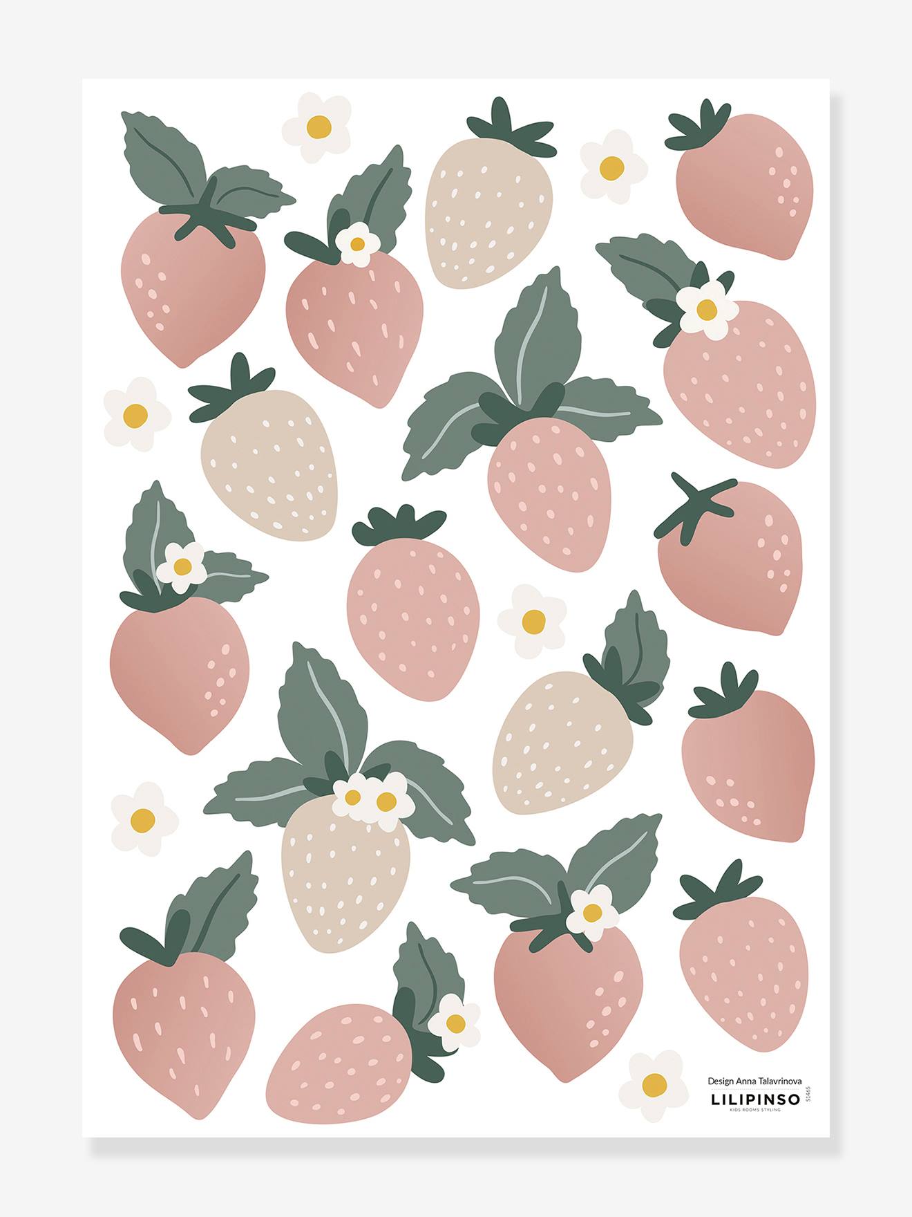 Stickers Fraises Louise LILIPINSO rose pâle