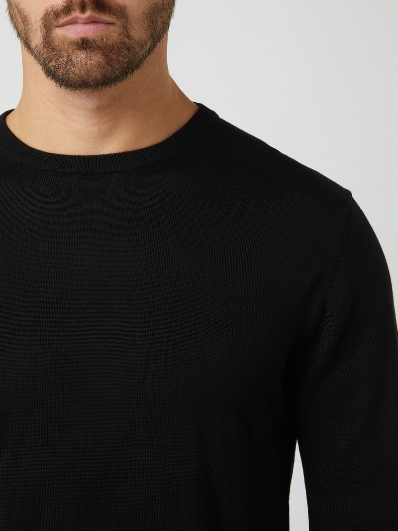 Pullover aus Merinowolle Modell 'Margrate' in schwarz